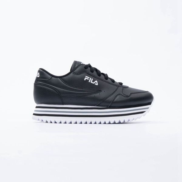 Zapatillas Fila Mujer Negras / Blancas - Orbit Stripe - España 218950BAN